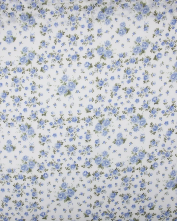 Printed Cotton Gauze | Fabric White Blue Small Floral Design | 125₹/M