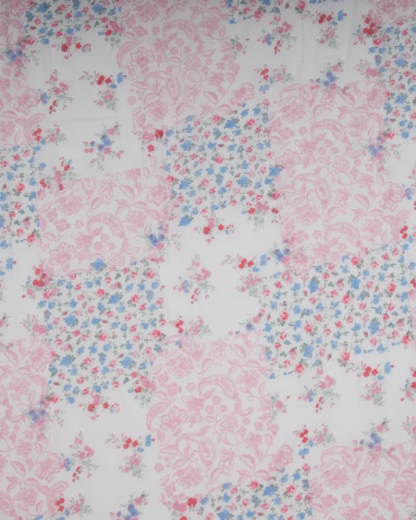 Printed Cotton Gauze Fabric | White Pink Blue Multicolor Floral Design |125₹/M