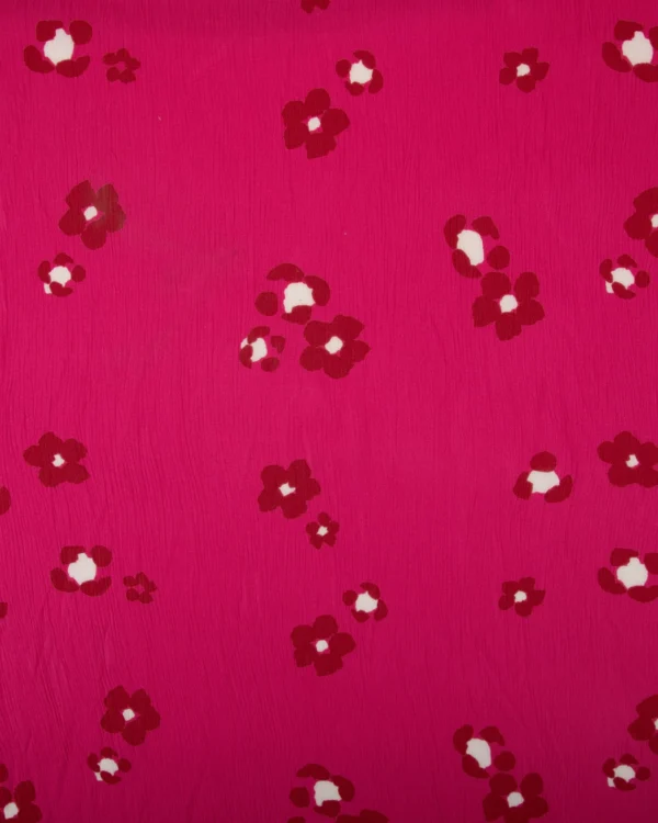 Printed Rayon Crepe Fabric Pink Red Floral Scatter Design | 199₹/M