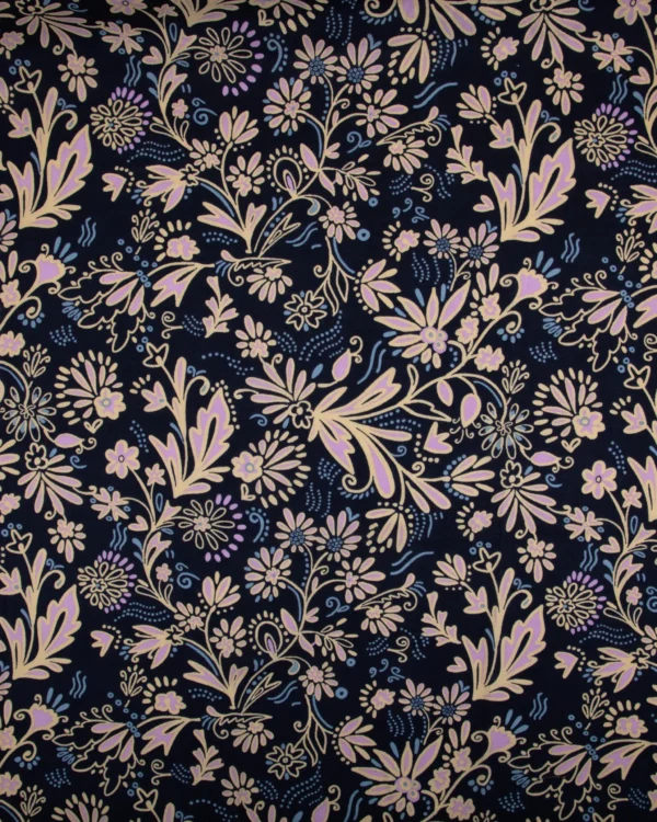 Printed 60s Cambric (Navy Floral Vine Pattern) | 125₹/M