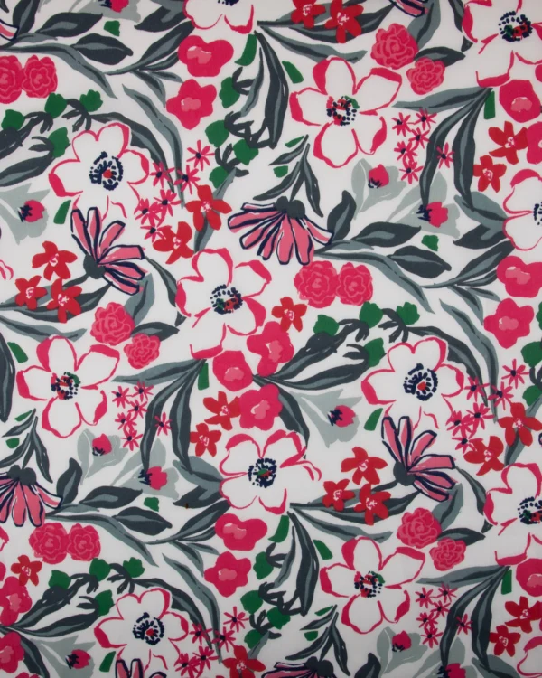 Printed 60s Cambric (Floral Bloom on White Base) 125₹/M