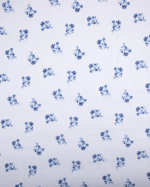 Printed Cotton Dobby (Soft Blue Floral Motif) 125₹/M