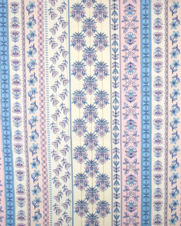 Printed Cotton Lurex (Pastel Floral Stripe Pattern) 125₹/M