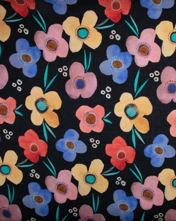 Printed Cotton Dobby (Bold Multicolor Floral Pattern) 125₹/M