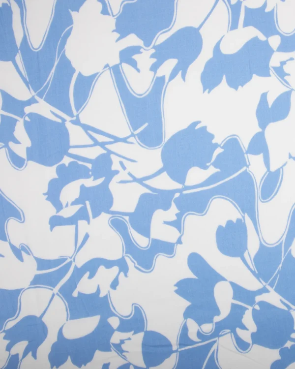 Printed Cotton Dobby (Sky Blue Oversized Floral Silhouette Pattern) 125₹/M