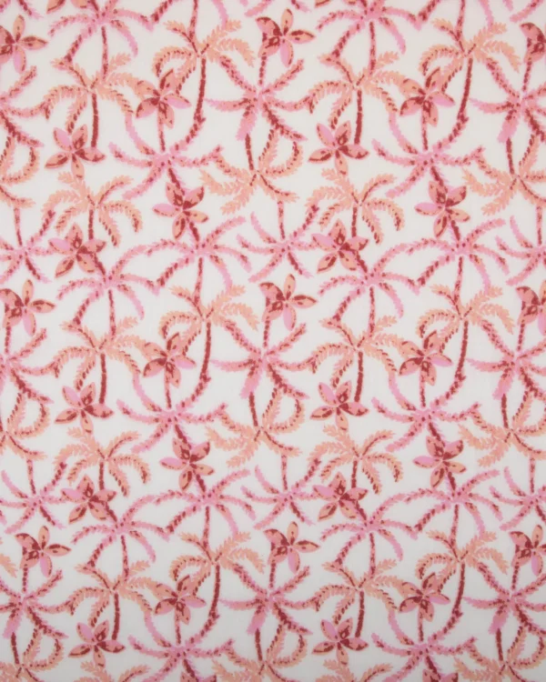 Printed Cotton Double Cloth (Pink Tropical Palm Pattern) 125₹/M