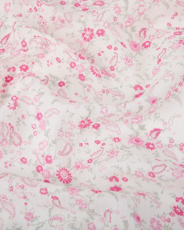 Printed Cotton Gauze (Pink Floral & Paisley Pattern) 125₹/M
