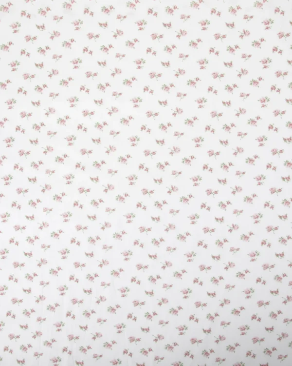 Printed 60s Cambric (Soft Pink Floral on White Base) 125₹/M