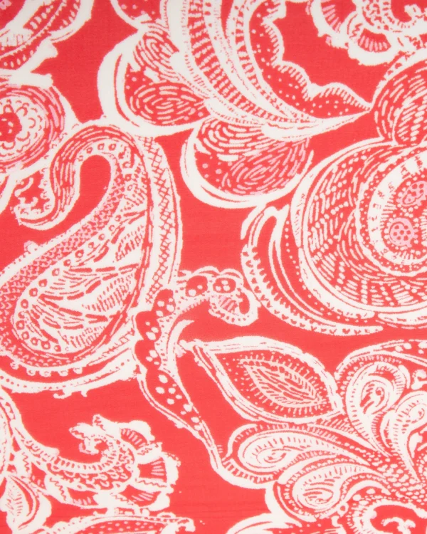 Printed Viscose Georgette (Red & White Paisley Design) 150₹/M