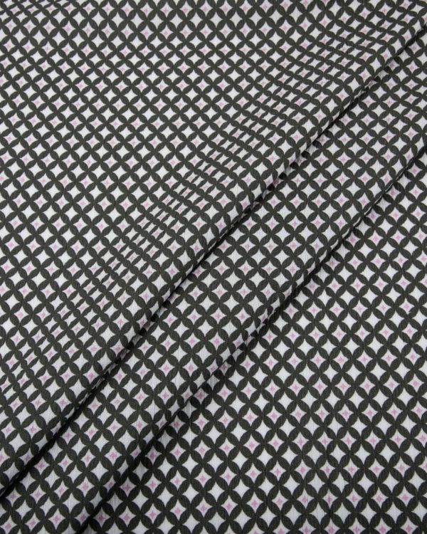 Black & White Geometric Diamond Printed Rayon Crepe Fabric | 199₹/M