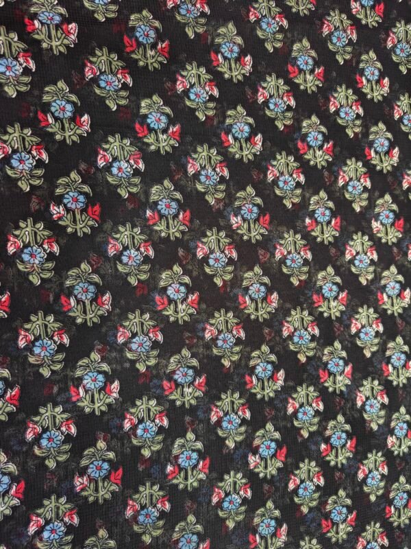 Black Georgette Floral Printed Fabric