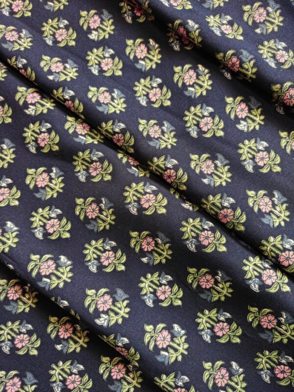Black Rayon Floral Printed Fabric
