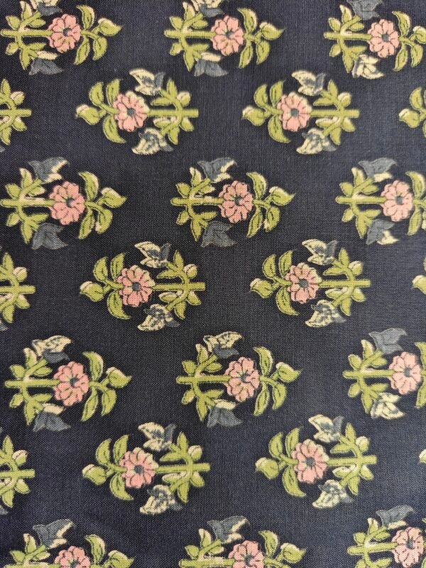 Black Cambric Floral Printed Fabric