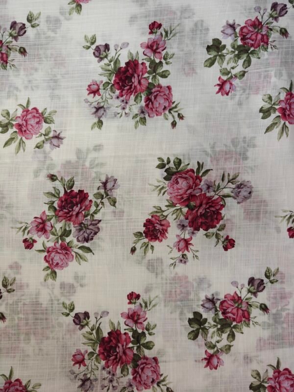 Floral Printed Cotton Slub Fabric
