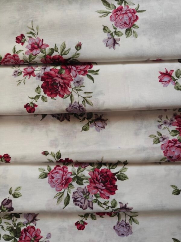 Floral Printed Cotton Slub Fabric