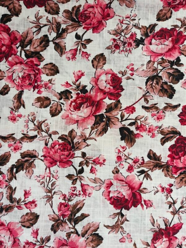 Floral Printed Organic Cotton Slub Fabric