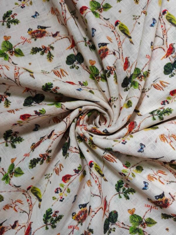 Botanical Printed Organic Cotton Slub Fabric