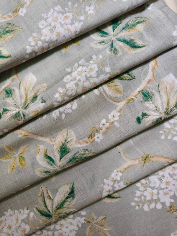 Floral Printed Organic Cotton Slub Fabric