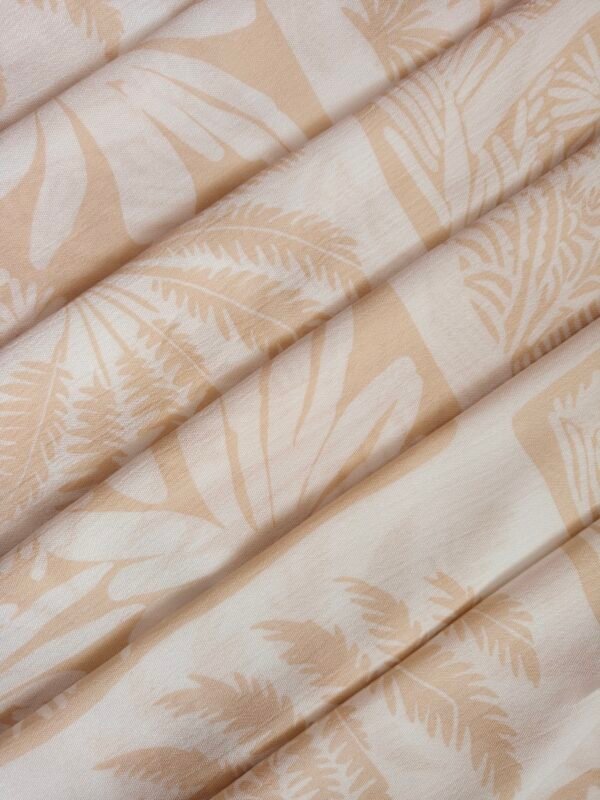 Beige Abstract Floral Printed Rayon Crepe Fabric
