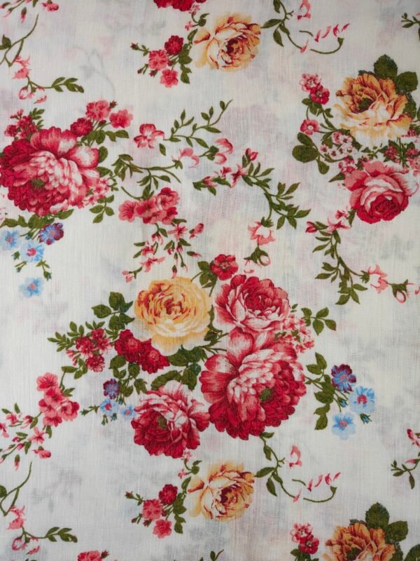 Multicolour Floral Printed Cotton Flex Crepe Fabric