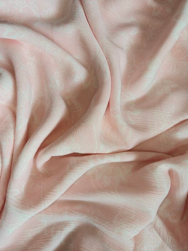 Blush Pink Floral Printed Rayon Crepe Fabric