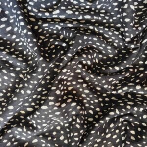 Black Abstract Printed Cotton Gauze Fabric
