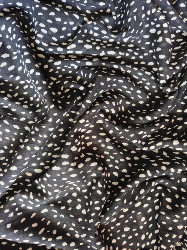 Black Abstract Printed Cotton Gauze Fabric