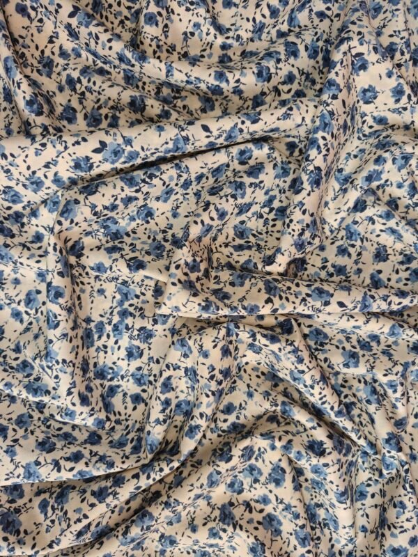 Blue Floral Printed Poplin Fabric